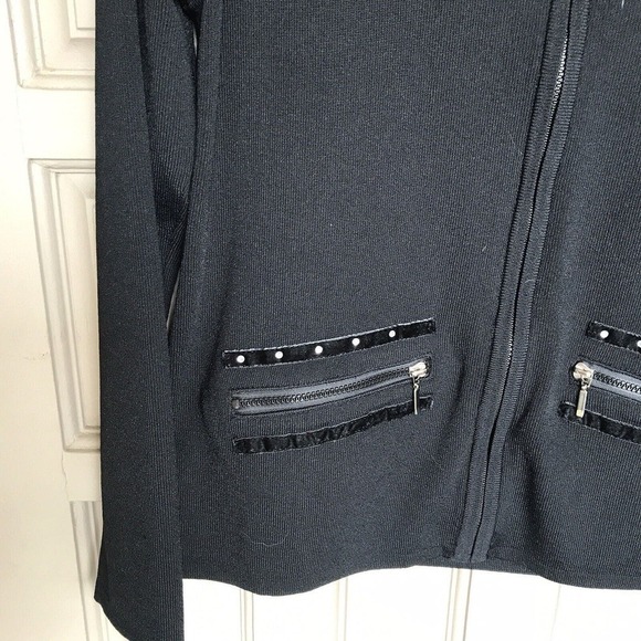 Corducci Sweater Jacket SzM Black Long Sleeve Rhinestones Pre-Owned - Picture 5 of 11